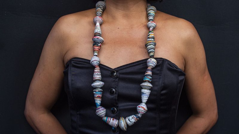 necklace made with paper beads