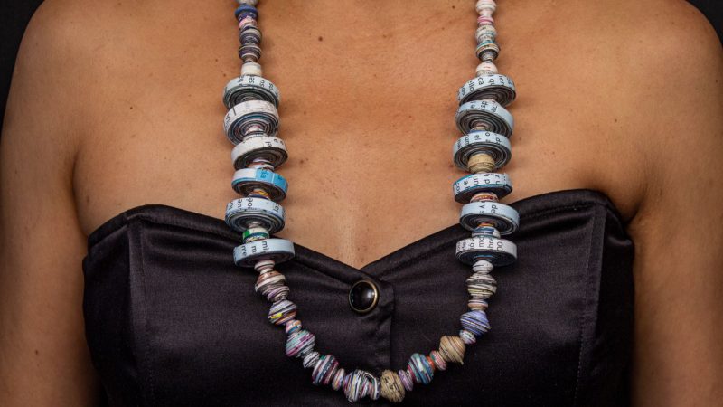 necklace made with paper beads