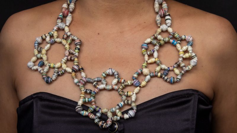 necklace made with paper beads