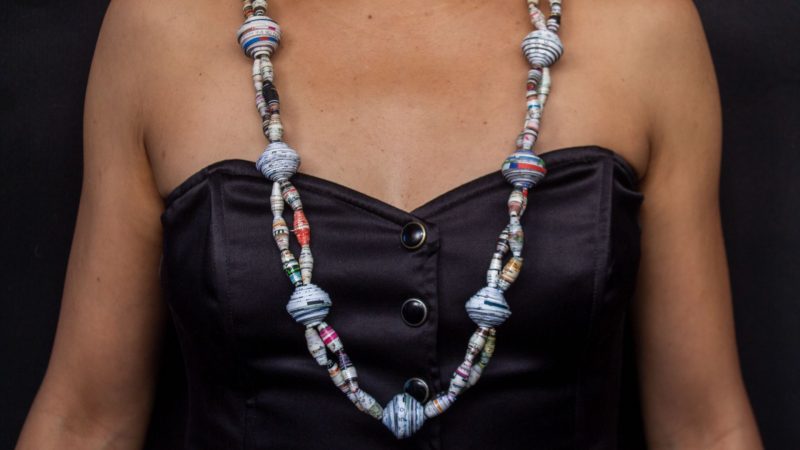 necklace made with paper beads