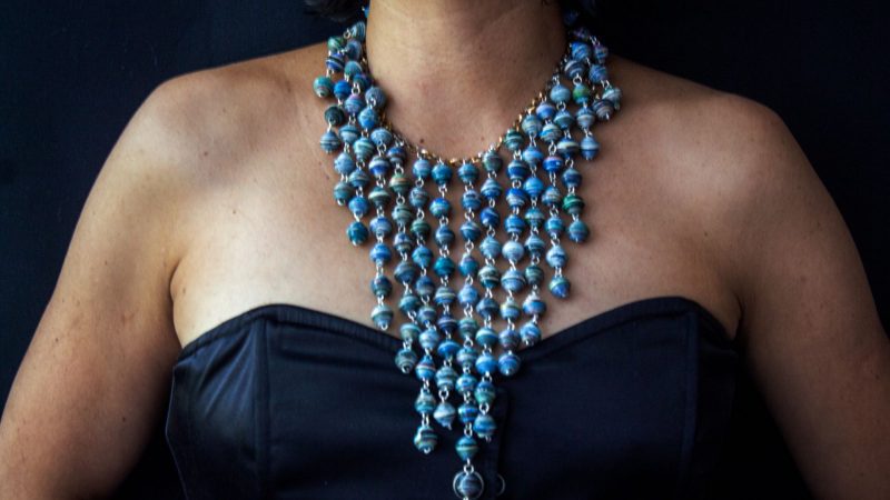 necklace made with paper beads