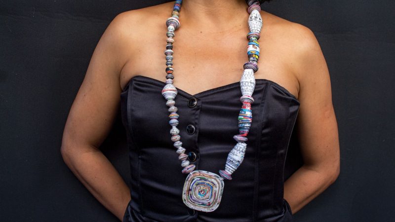 necklace made with paper beads