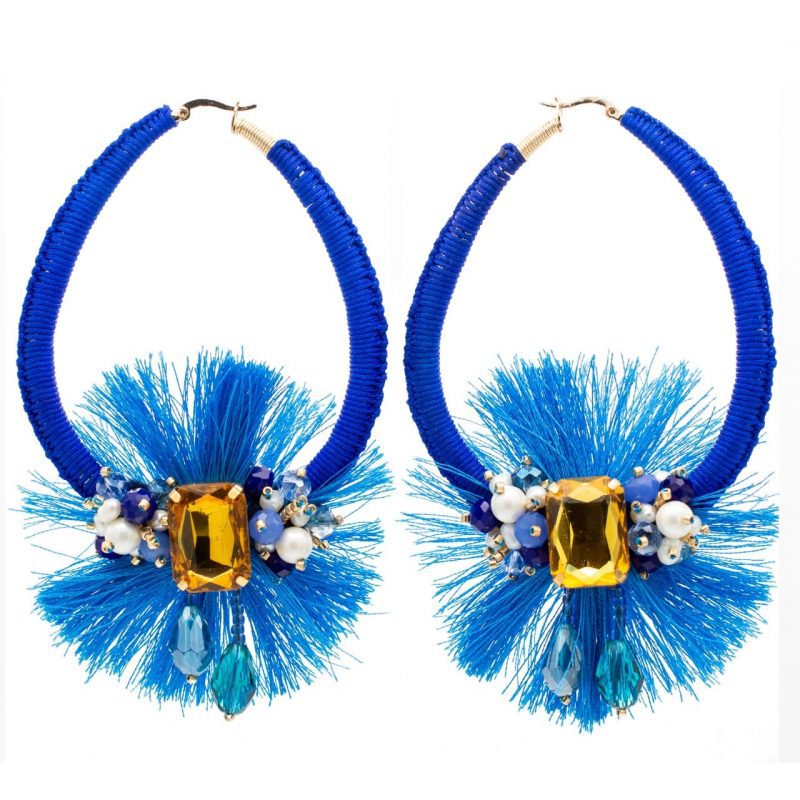 blue woven earrings